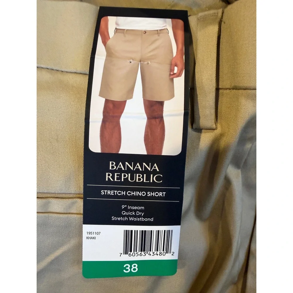 NWT Banana Republic Mens 38 Khaki Stretch Chino Shorts Quick Dry Preppy Classic‎
